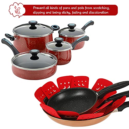 Bykitchen Pot And Pan Protectors, Pan Protector With Stars And Moons, Set Of 12 And 3 Different Sizes, Larger&Thicker Red Pan Separators/Pot Protectors For Stacking And Protecting Your Cookware #TOP3