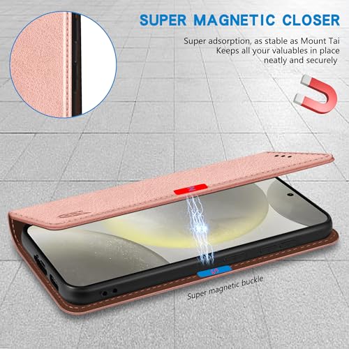 Image of ZZXX for Galaxy S23 FE Wallet Case Strong Magnetic 6.4 inch,Rose Gold