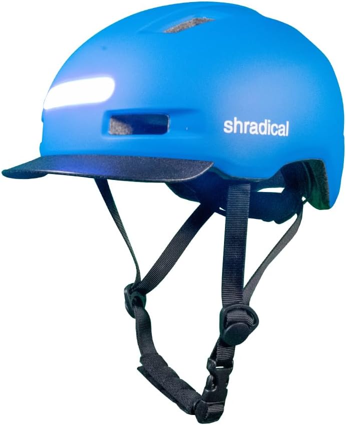 Bike Helmet for Adults with Rechargeable LED Lights, Mens/Womens Bicycle Helmet Blue Regular