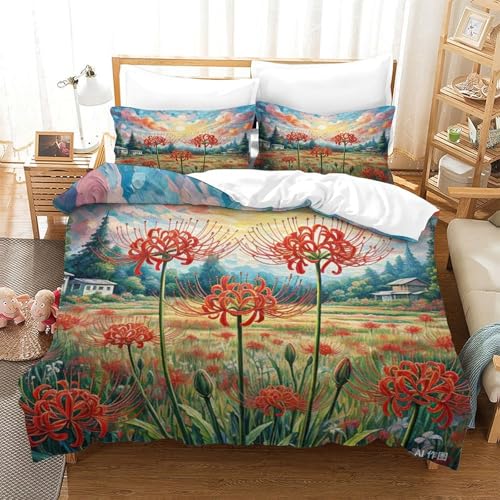 Housse de couette 3D Manjusaka 200x200 linge de lit microfibre ado double - 3