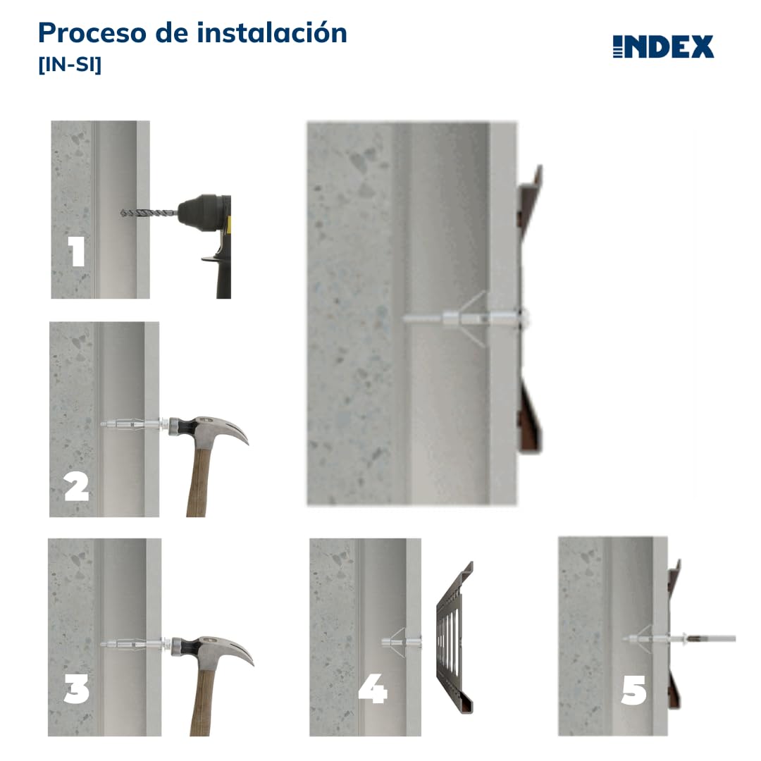 INDEX A PERFECT FIXING - INSI865 [IN-SI] Taco metálico Indemoll para materiales huecos, Anclaje de expansión, Acero zincado, Medida: M8 x 65, Broca Ø14 mm, Caja de 100 unidades