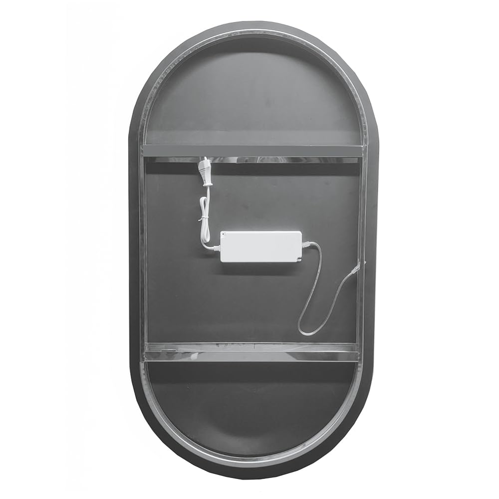 Inbagno Specchio ovale LED 62x110 cm con illuminazione perimetrale e installazione reversibile, a filo lucido con spessore 4 mm