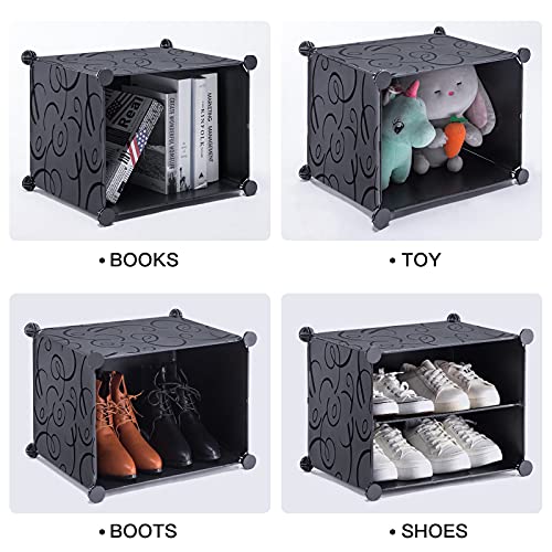 Image of YOUDENOVA Shoe Storage Cabinet 2 x 6 Tier Shoe Rack 24 Pair Plastic Shoe Shelves Organizer Portable Shoes Shelving Saving Space Shoes Cupboards for Hallways Bedroom Entryway