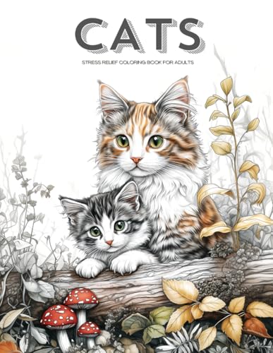 Realistic Cats and Landscapes Coloring Book, a Nature & Wildlife Coloring Activity for Teens, Adults & Seniors: Grayscale Cute K