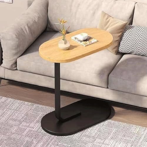 SXZenSpace Modern Oval Coffee Table for TV SpaceSaving CShaped Dining Ideal Bedroom or Living Room Fits Under Sofa with Snack Tray (C7)
