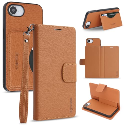 �yRFID �J�[�h���[�z iPhone 17e / 16e �p �P�[�X 2in1 �蒠�^ PU���U�[ �}�O�l�b�g �J�����ی� �X�g���b�v�t�� �ϏՌ� �A�C�t�H�� �J�o�[ (�u���E��)