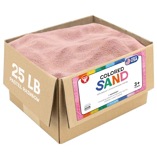 Hygloss Colored Sand for Crafts - 25 lb, Pastel Rainbow - Vibrant Colorful Fine Sensory Play Sand Art Kits for Kids - Classroom Activities for Children 3 4 5 6 7 8 9 10 11 12 – Safe for Ages 3+