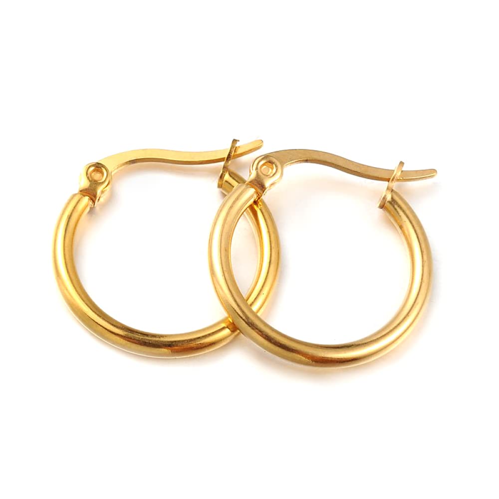 Cheriswelry 6 Pairs Surgical Stainless Steel Round Hoop Earrings Gold Plated Cute Circle Ring Hoop Earrings for Women Jewelry Making Findings DIY