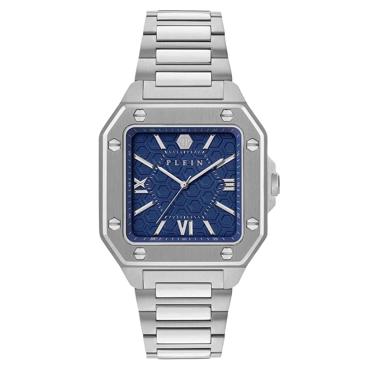 Philipp Plein Men's Rock Couture Analogue Quartz Watch - Blue/Silver - 42mm