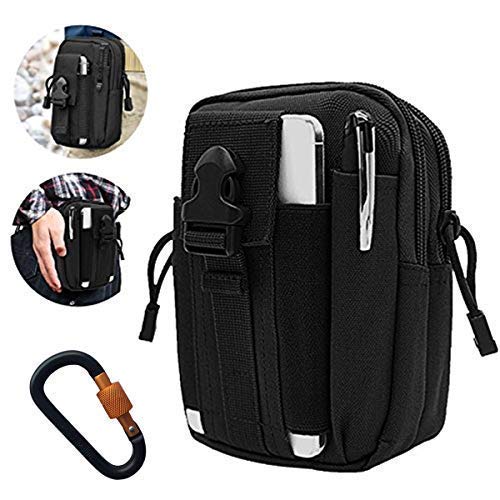 Hootracker Waterproof Tactical Waist Bag, Tactical EDC Pouch Utility Gadget Belt Waist Bag with Cell Phone Holster for Sports Hiking Camping-Black