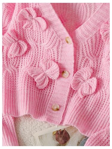 SOLY HUX Girl's Cute Bow Cardigan Sweater Button Down V Neck Long Sleeve Knit Cardigans3
