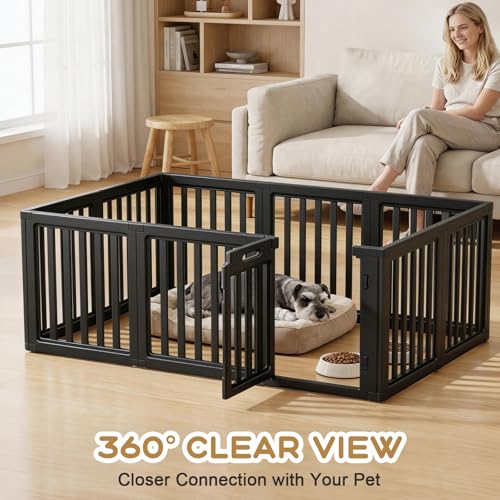 Image of Dog Playpen Indoor,Puppy Playpen,Black 30.3 inch H,10 Panels | Dog Play Pen Indoors with Open View, Tool-Free Setup, Multi-Shape Setup, Dog Pen for Dogs, Cats & Puppies