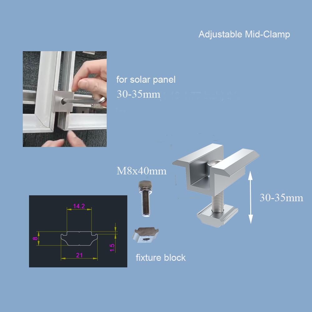 Solarmodul Halterung Trapezblech Solar Panel Mounting Brackets Kit Photovoltaic Trapezoidal Sheet Dachhalterungen Rail for 2 Solar Panels W70*H22*L380mm