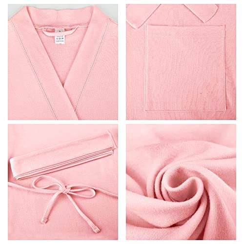Image of U2SKIIN Womens Robes, 100% Cotton Lightweight Robes 3 /4 Sleeves Kimono Knit Soft Loungewear Short Bathrobe