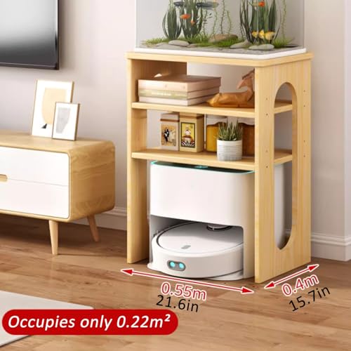 Rangement aspirateur robot blanc multi-niveaux pour optimiser l'espace bois