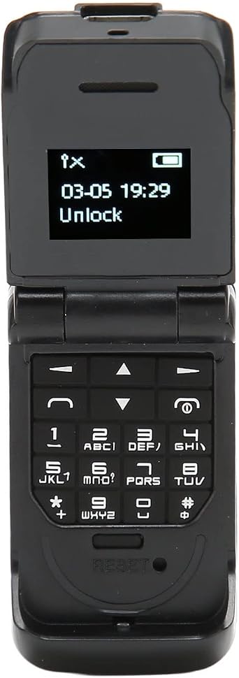Pomya Seniors Flip Cell Phone, 2G GSM Mini Easy to Use Mobile Phone for Elderly Kids, Big Buttons Volume, 0.66 Inch OLED Screen, 32+64MB, 300mAh Battery Bluetooths Black