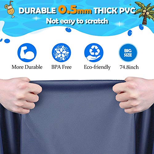 Hyperzoo Splash Pad, 74.8\" Outdoor Sprinkler Splash Pad Toys for Dogs and Kids Inflatable Water Play Mat Toys Extra Large 0.5mm Thickness Summer Funny Toys for Dogs and Toddlers Age Blue - Thumbnail 2