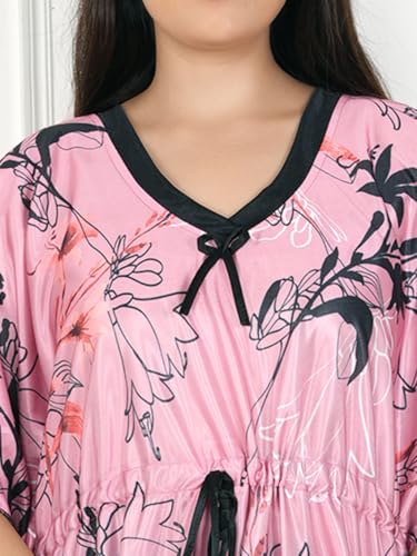 Image of Women's Printed Satin Blend Kaftan Nighty /Nightgown /Nightwear /Maxi WSR-185