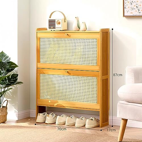 Meuble à chaussures peu encombrant en bambou naturel pour entrée compacte