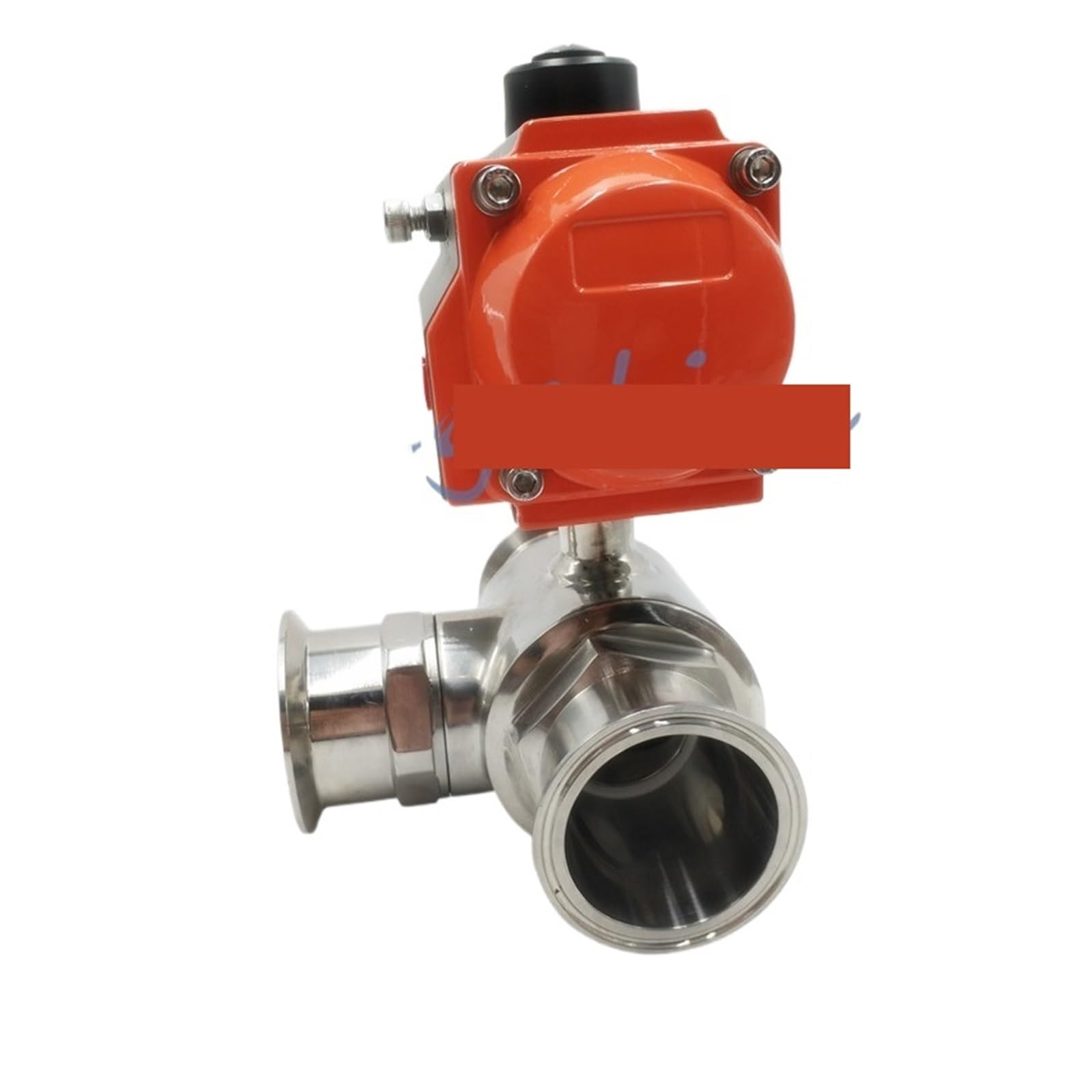 3/4" Sanitary Stainless 304 Three Way L-Port Tri Clamp OD 50.5MM Pneumatic Ball Valve