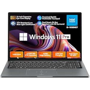 Blackview Windows Laptop Acebook 12, Intel Core i5-1030NG7, 16GB DDR4 RAM, 512GB SSD 2TB, 16” Gaming Laptops, Backlit Keyboard, Fingerprint Unlocking, WIFI6, USB 3.0 for Gaming, Business, Students