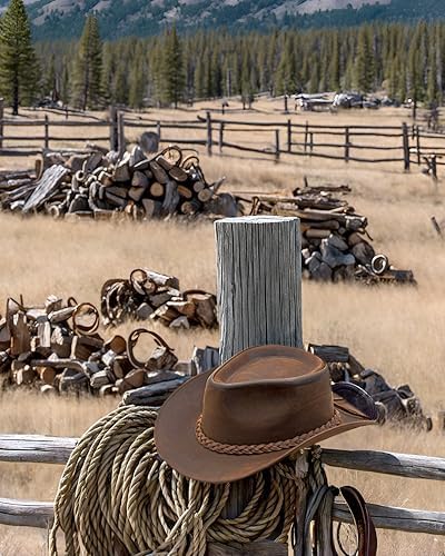 HADZAM Block Grain Leather Cowboy Hat for Men Women Shape able into Out Back hat Durable Leather Hats for Men | Western hat - Image 4