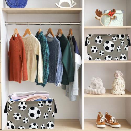 Image of Rectangular Soccer Basket Box Hamper Storage Basket Collapsible Organizer Bin Gift Shelf Baskets for Home and Kitchen Storage