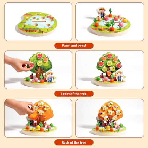 Image of INIFEIDALA Montessori Toys for 3 4 5 Year Olds | Birthday Gifts for Kids | Wooden Educational Toddler Toys, Shape Sorting, Carrot Harvest & Magnetic Fishing Game - Fine Motor Skills Development