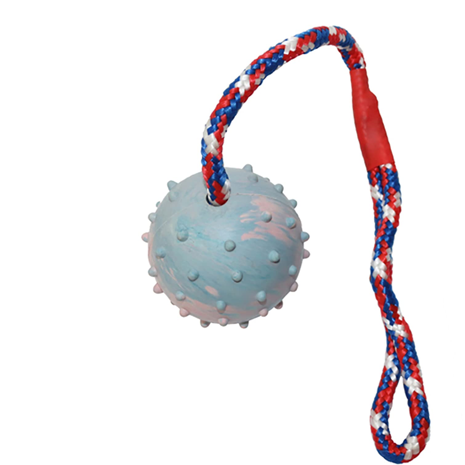 Chew Ball on Rope, Rubber Rope Ball for Dog Training, Chewing and Interactive, Tug Ball Toy for Medium and Small Dog, Tough Rope Toy, Non-Toxic and Durable Dog Toy