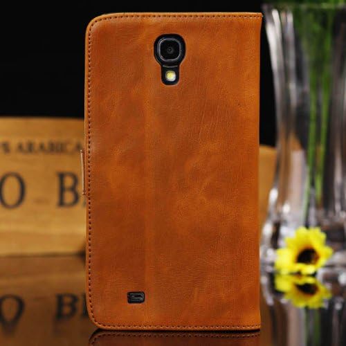 New Arrival Crazy Horse Grain Leather Folio Wallet Case With Stand for Samsung Galaxy Mega 6.3 i9200 Light Brown
