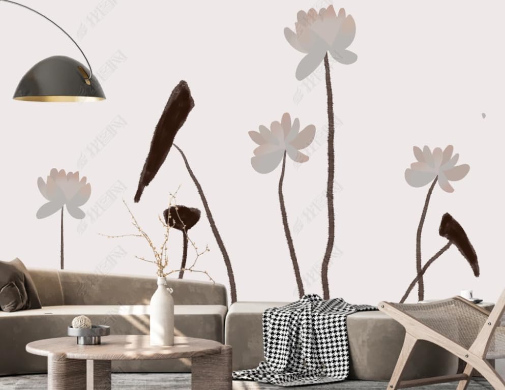 Papier peint intissé lotus grand format lavable pour mur de salon