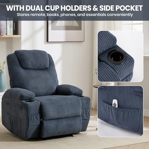 Sillón reclinable moderno azul miniatura 7