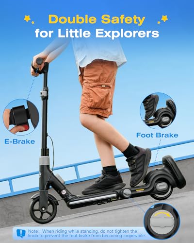Image of ECOROAD 2-in-1 Kids Electric Scooter EK8,200W Motor & 9 Miles Range,Up to 10 MPH,Dual Brake System,Bluetooth Music & Foldable & Adjustable Height, for Kids Ages 6-12(Black)