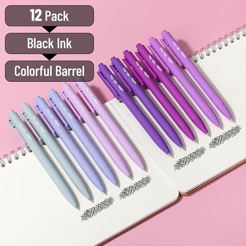 Image of Mr. Pen- Retractable Gel Pens, 12 Pack, Black Ink, Lavender Legacy Barrel | Fine Point 0.5mm, Fast Dry, Smooth Writing, Cute Pens for Drawing, Writing Planner and School Supplies