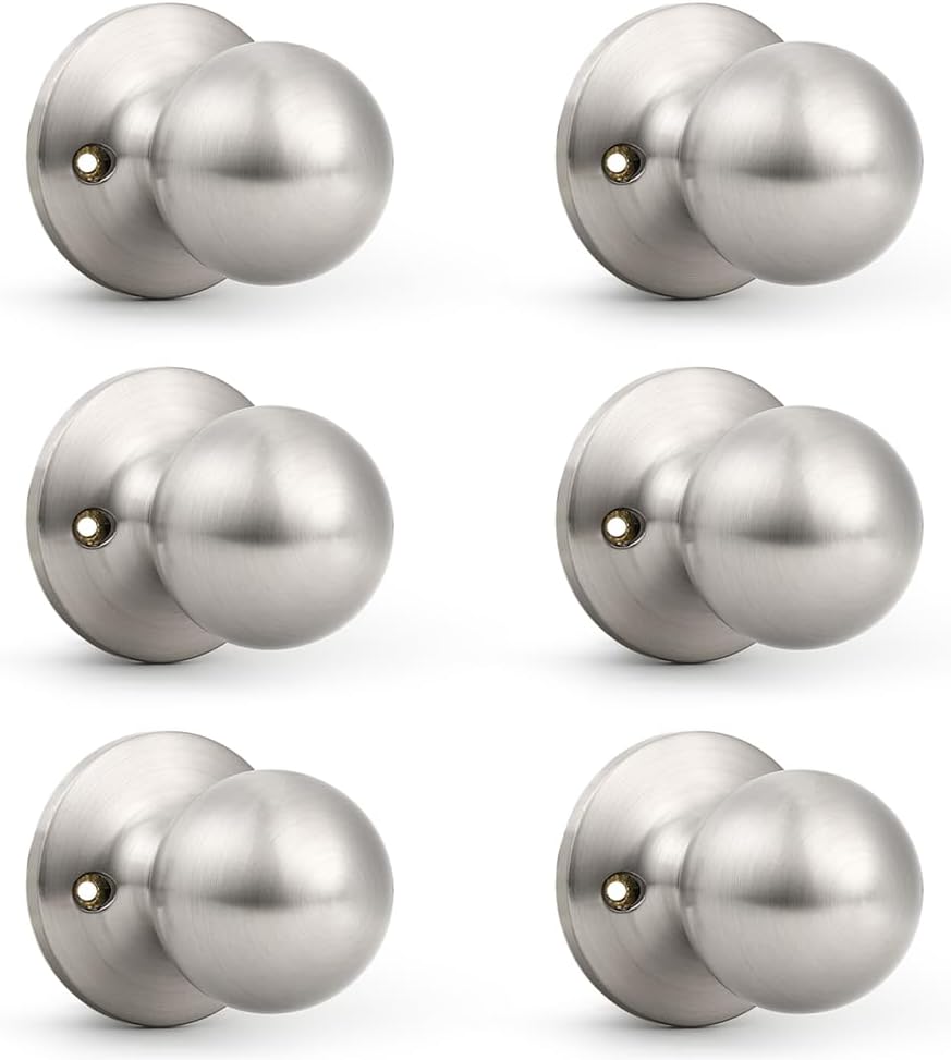 Probrico Dummy Door Knob, Single Sided Knobs for Closets/French Doors/Pantry, Brushed Nickel Non-Turning Door Knob Interior Door Push/Pull 8 Pack