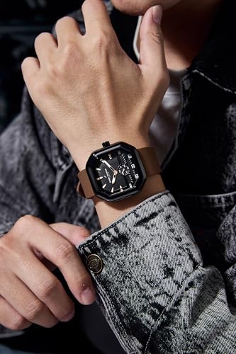 Image of Daniel Hechter Paris Pleyel Collection Fashion Watch for Men - Modern Octagon Dial with Sub-Dial Quartz Movement and Comfortable Silicon Strap - DHM1021