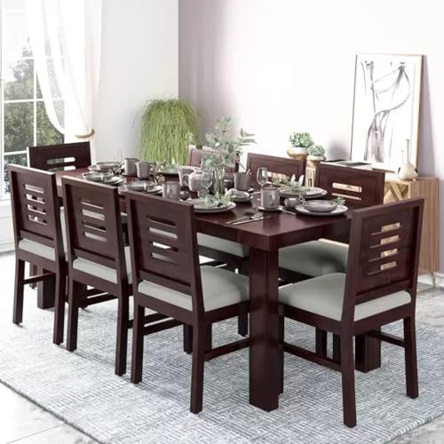 Image of Sheesham Solid Wood 8 Seater Dining Table for Living Room (Walnut1)