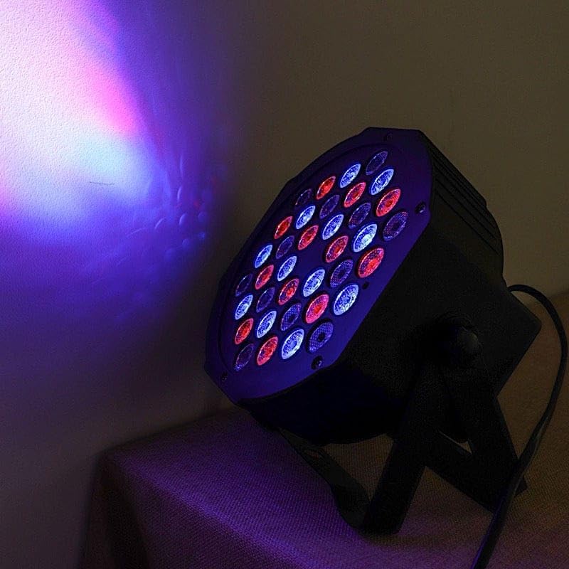 220V Multicolor RGB 36 LED Spotlight Sound Activated Strobe Flash Light Remote Control Party Events Decorations Supplies