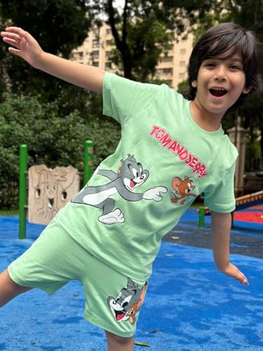 Image of Nap Chief Kids Cotton Official Tom & Jerry Co ord Set for Boys & Girls, T Shirt and Shorts for Casual Wear