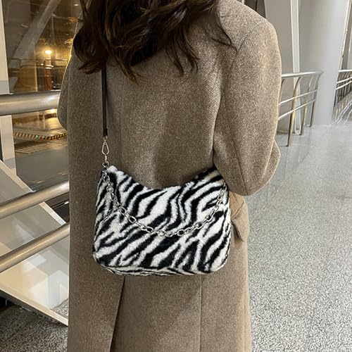 Fur Purse Plush Furry Bag Fluffy Fuzzy Crossbody Shoulder Bag with Chain Zipper Cute Box Bags for Women3