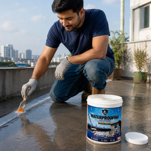 Image of Transparent Waterproofing Solution 300 ml with Brush | Crack Seal Water Leakage Repair Adhesive for Roof Wall Bathroom Tiles Window Gaps | Indoor Outdoor Sealant Coating
