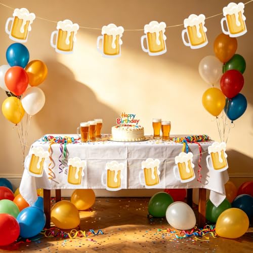 Image of Beer Birthday Banner for Beer Party and Birthday Wedding Party Supplies (Light Gold)