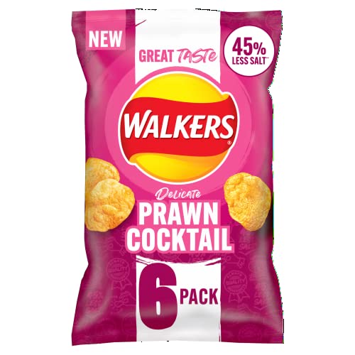 Walkers Less Salt Potato Crisps Delicate Prawn Cocktail 6X25g