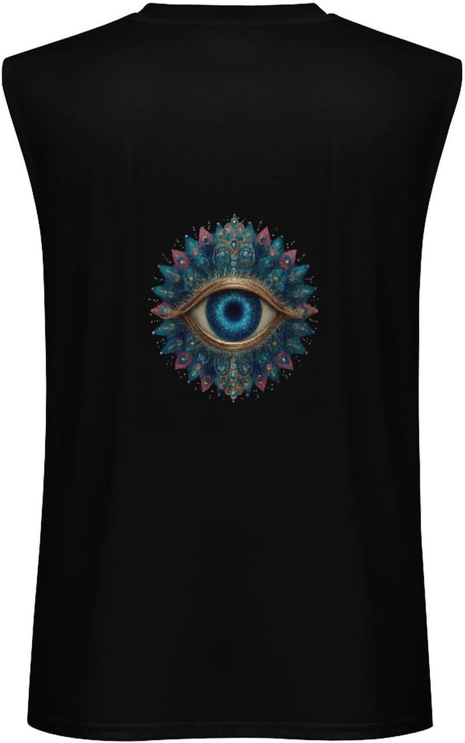 Peacock All-Seeing Eye Men Summer Sleeveless Crew Neck Top 5XL