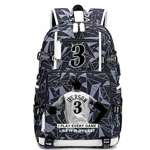 Basketball Player Iverson Multifunction Backpack Travel Daypack Fans Bag (Style 5)