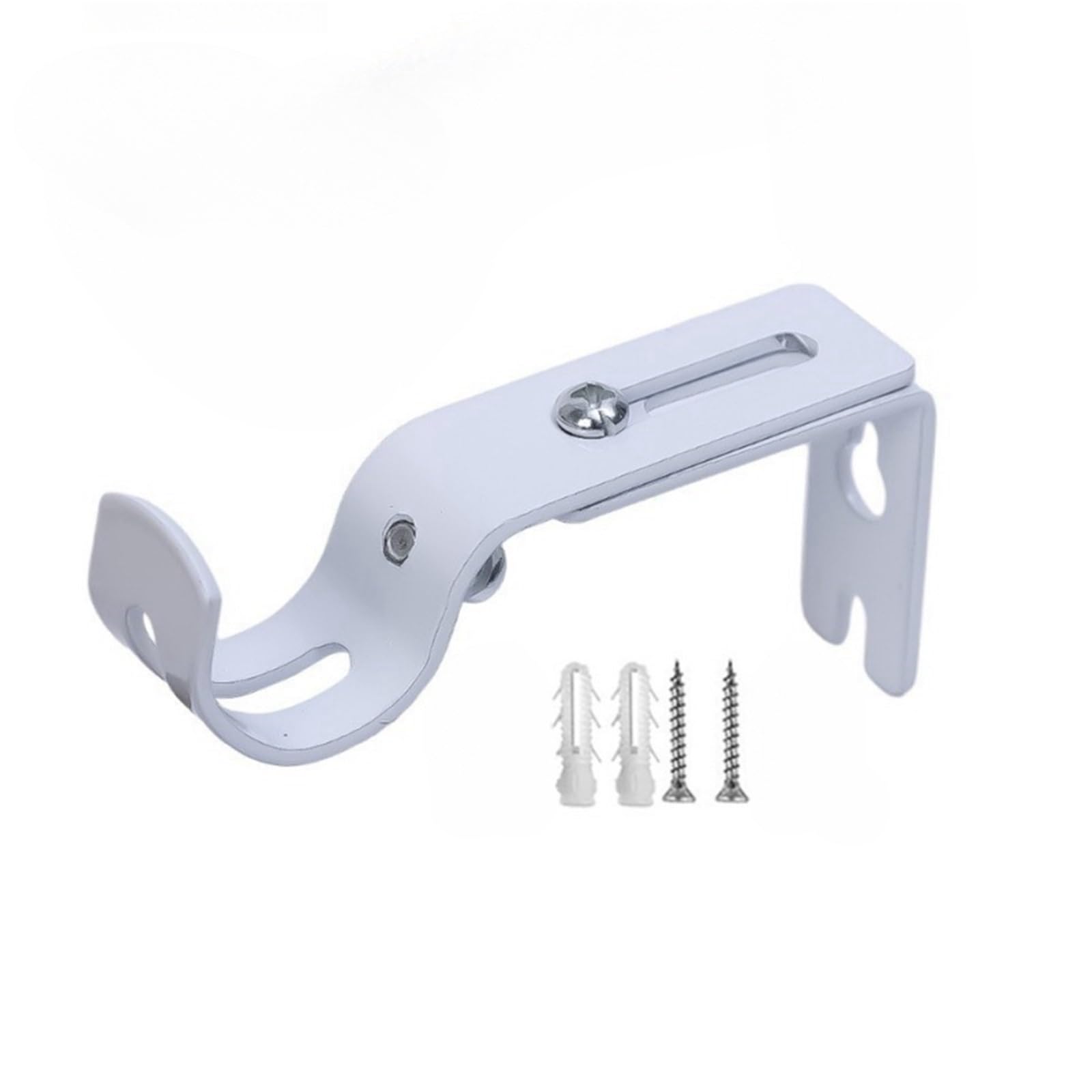 Gbrcen Curtain Rod Brackets 4Pcs Adjustable Extendable Durable Window Curtain Rod Holder With Screws Wall Bracket Hanging Hooks Furniture Hardware Tools(White)