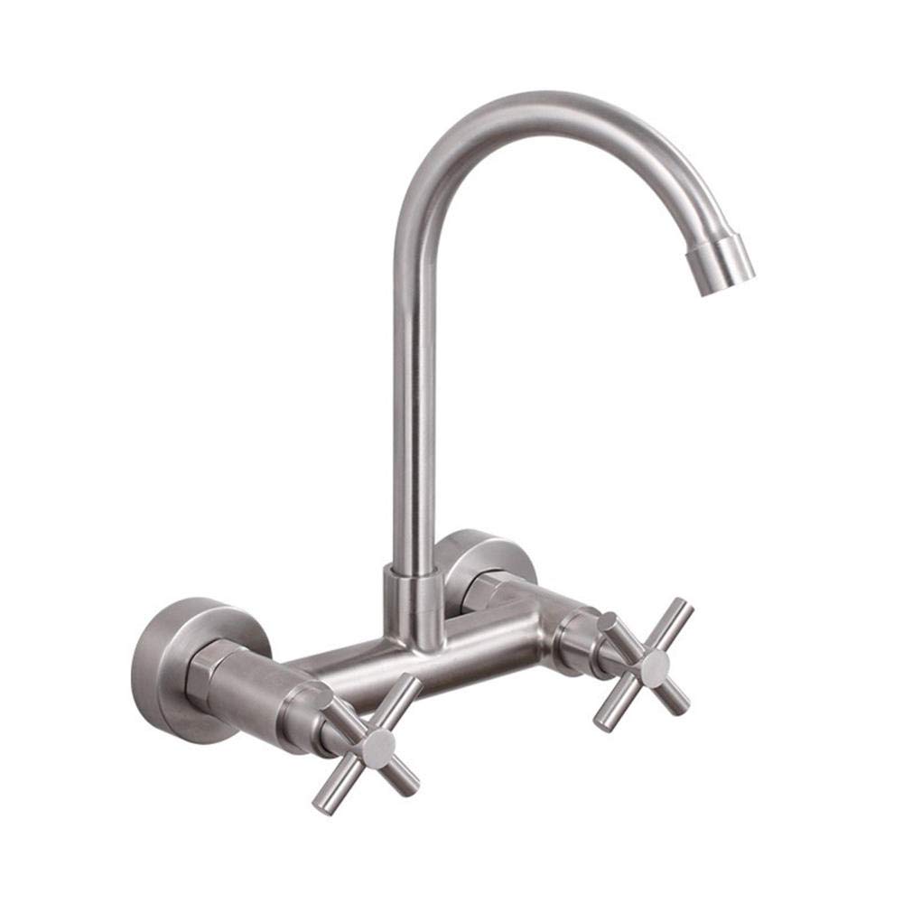 Robinet mural de cuisine en acier inoxydable brossé rotatif