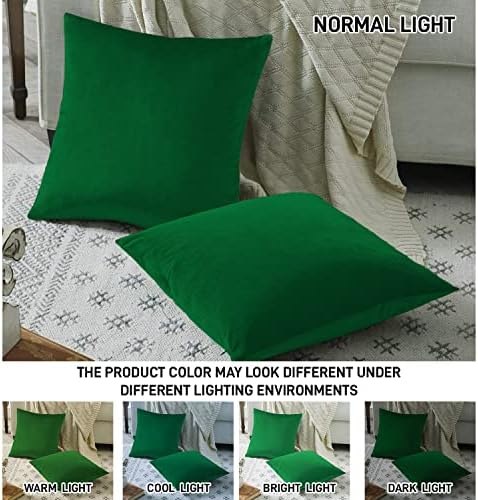 AR Ware Velvet Cushion Covers 45 x 45 - Pack of 2 Square Throw Pillowcase for Sofa Bedroom Living room with invisible Zipper (18x18 inch, Green)