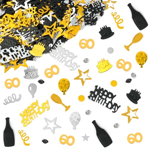 OSDUE Saco de confetes dourado 60 de 30 g, 1200 peças de confetes para bolos de aniversário, decoração de mesa com purpurina para festa de aniversário, casamento, aniversário