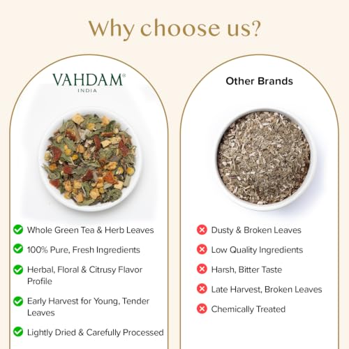 Image of VAHDAM Chamomile Mint Green Tea Loose Leaf(3.5oz|50+ Cup)High Grown, Floral